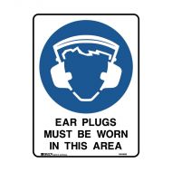 832531 Mandatory Sign - Ear Plugs Must Be Worn In This Area 