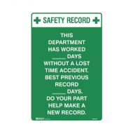 832687 Emergency Information Sign - Safety Record This Department Has Worked____Days Without A Lost 
