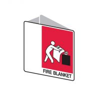 834621 Double Sided Fire Equipment Sign - Fire Blanket 