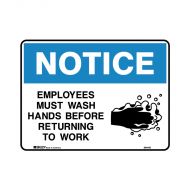 838005 Notice Sign - Employees Must Wash Hands Before Returning To Work 
