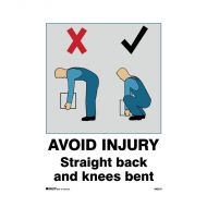 842231 Warehouse-Loading Dock Sign - Avoid Injury Straight Back And Knees Bent 