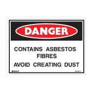 842507 Small Stick On Labels - Danger Contains Asbestos Fibres Avoid Creating Dust 