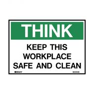 842548 Small Stick On Labels - Think Keep This Workplace Safe And Clean 