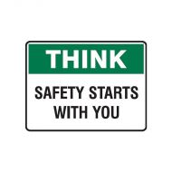842550 Small Stick On Labels - Think Safety Starts With You 