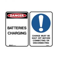 842858 Multiple Message Sign - Batteries Charging Charge Must be Shut Off Before Connecting Or Disconnecting 