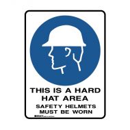 845673 Mandatory Sign - This Is A Hard Hat Area Safety Helmets Must Be Worn 