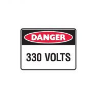 852606 Small Stick On Labels - Danger 330 Volts 