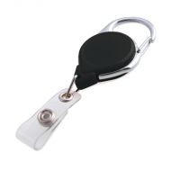 Retractable Reel with Carabiner Clip and Card Strap Black