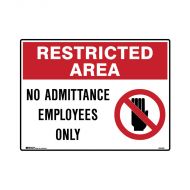 855811 Restricted Area Sign - No Admittance Employees Only 