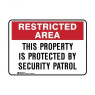 855871 Restricted Area Sign - This Property Is Protected By Security Patrol 