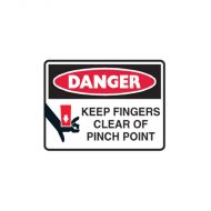 855905 Small Stick On Labels - Danger Keep Fingers Clear Of Pinch Point 
