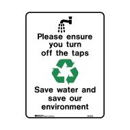 863025 Recycling-Environment Sign - Please Ensure You Turn Off The Taps Save Energy And Save The Environment 
