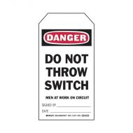 Danger Do Not Throw Switch. Men At Work On Circuit