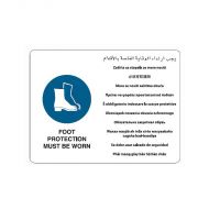871569 Multilingual Sign - Foot Protection Must Be Worn 