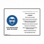 871599 Multilingual Sign - Eye Protection Must Be Worn 