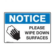 Notice Sign - Please Wipe Down Surfaces