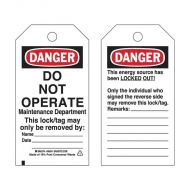 PF66072 Brady Lockout Tags - Do Not Operate Maintenance Department