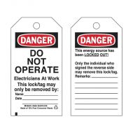 PF66074 Brady Lockout Tags - Do Not Operate Electricians At Work