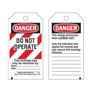 PF66082 Brady Lockout Tags - Do Not Operate (Red-White Stripe)