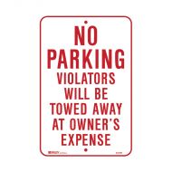 PF832497 Parking & No Parking Sign - No Parking Violators Will Be Towed Away At Owners Expense 