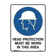 PF835020 Mandatory Sign - Head Protection Must Be Worn In This Area 