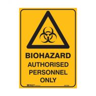 PF835083 Warning Sign - Biohazard Authorised Personnel Only 