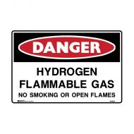PF835158 Danger Sign - Hydrogen Flammable Gas No Smoking Or Open Flames 