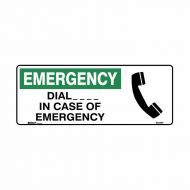 PF835333 Emergency Information Sign - Emergency Dial ___ In Case Of Emerency 