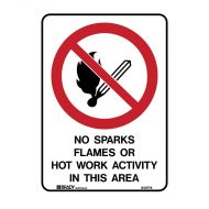 PF835348 Prohibition Sign - No Sparks Flames Or Hot Work Activity In This Area 