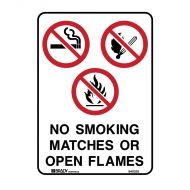 PF835710 Prohibition Sign - No Smoking Matches Or Open Flames 