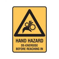 PF840369 Warning Sign - Hand Hazard De-Energise Before Reaching In 