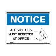 PF841331 Warehouse-Loading Dock Sign - Notice All Visitors Must Register At Office 