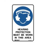 PF841979 Small Stick On Labels - Hearing Protection Must Be Worn In This Area 