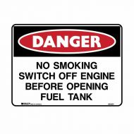 PF842350 Danger Sign - No Smoking Switch Off Engine Before Opening Fuel Tank 