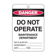 PF842364 Danger Do Not Operate Maintenance Department