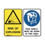PF842879 Multiple Message Sign - Risk Of Explosion-Faceshield 