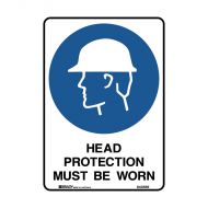 PF843588 A4 Safety Sign - Head Protection Must Be Worn 