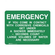 PF843661 Emergency Information Sign - Emergency If You Come In Contact With Corrosive Chemicals 