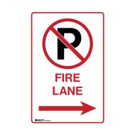PF843980 Parking & No Parking Sign - No Parking Either Side Fire Lane with Right Arrow 