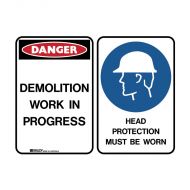 PF844027 Mutliple Message Sign - Demolition-Head Protection 