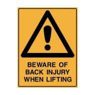 PF844337 Warning Sign - Beware Of Back Injury When Lifting 