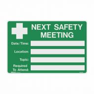 PF844515 Emergency Information Sign - Next Safety Meeting Date Time Location Topic Required To Attend 