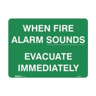 PF844686 Emergency Information Sign - When Fire Alarm Sounds Evacuate Immediately 