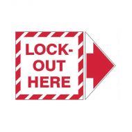 PF845323 Lockout Tagout Labels - Arrow Label Lock-Out Here