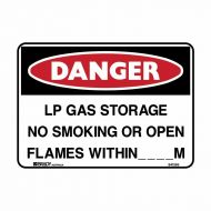 PF845508 Danger Sign - Lp Gas Storage No Smoking Or Open Flames Within ___ M 