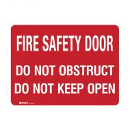 PF845853 Fire Equipment Sign - Fire Safety Door Do Not Obstruct Do Not Keep Open 