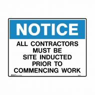 PF848717 Building & Construction Sign - Notice All Contractors Must Be Site Inducted Prior To Commencing Work 