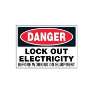PF854206 Lockout Tagout Labels - Danger Lock Out Electricity Before Working On Equipment Labels