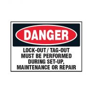 PF854210 Lockout Tagout Labels - Danger Lockout Tagout Must be Performed During Set Up Labels