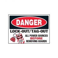 PF854214 Lockout Tagout Labels - Danger Lockout Tagout All Power Sources Labels